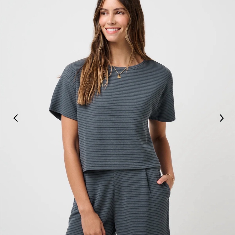 Travis Mathew women's Coastal Rib charter cruise Top. Blue Medium *Flaws